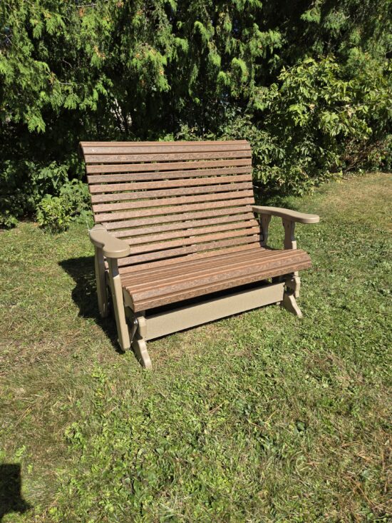 Poly Lumber Outdoor 4′ Roll Back Glider Bench (Color Slate & Gray)